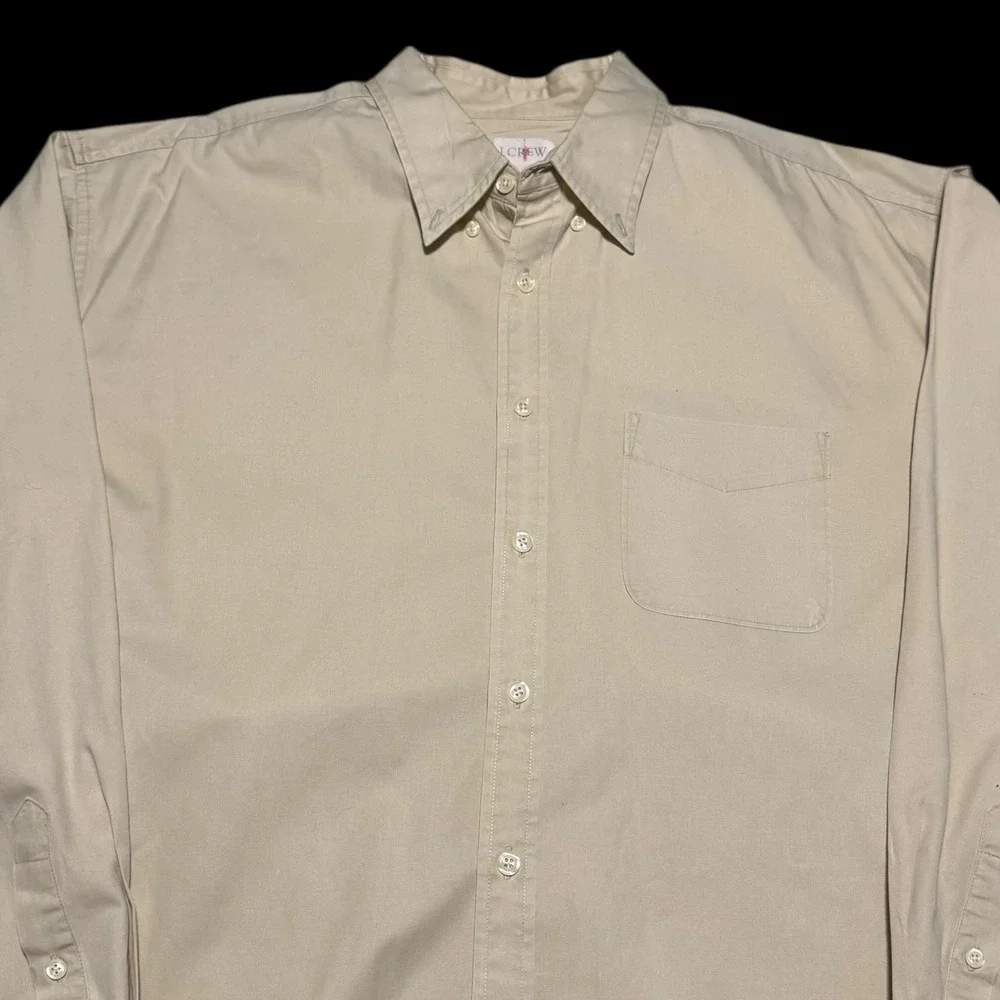 Vintage‎ 90s J. Crew Oarsmen Tan Long Sleeve Button Down Casual Shirt Men's XLT